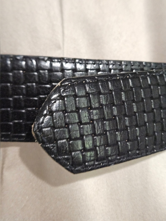 Ports International Italian Leather Belt – Black Embossed Statement Belt.Medium